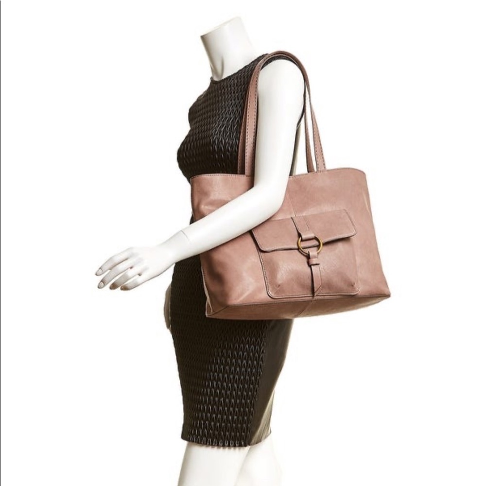 Frye Madison Leather Tote with Front Pocket Stone - Picture 3 of 10